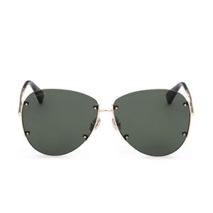 Max Mara 62mm Pilot Sunglasses Gold Green / Oversized Aviator / sold out